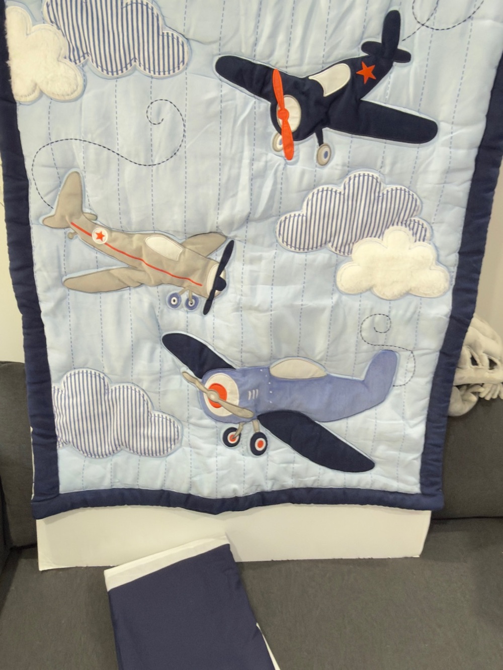 Aviator Quilted Airplane Baby Crib Bedding - New see details
